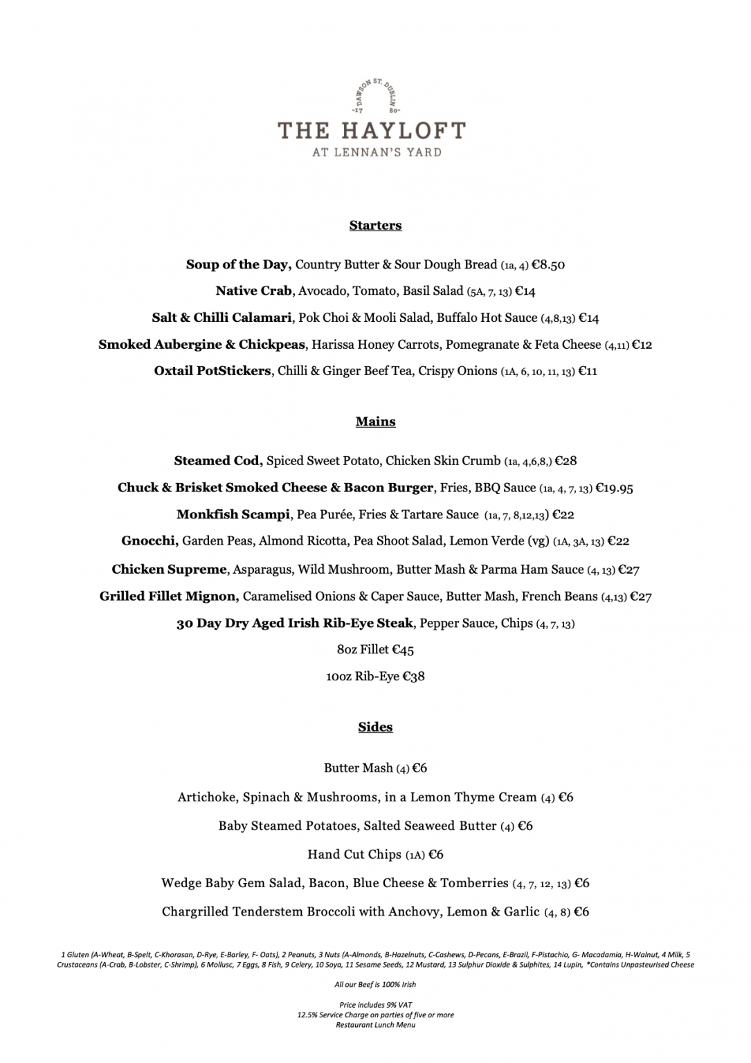 Menus Lennans Yard Menus Lennans Yard